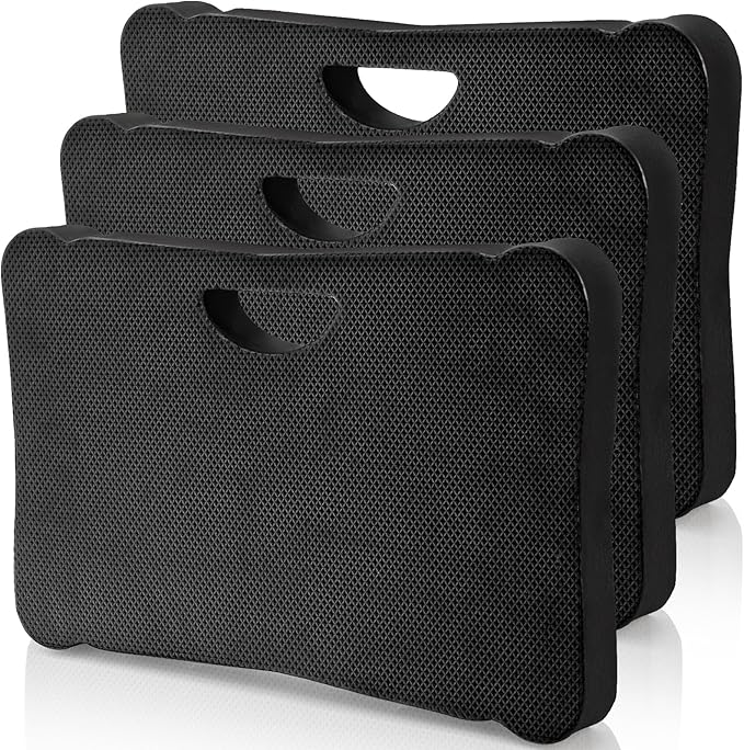 ZENFUN 3 Pack Kneeling Mats, Waterproof Kneeling Pad, Black Heavy Duty Thick Foam Knee Cushion, High Density Premium Kneeling Pads for Yoga Exercise, Foam Kneeler Mat Garden Cushions, Water Proof