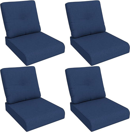 Outdoor Chair Cushions Set for Patio Furniture, 22x25/22x24 Inch, Waterproof & Fade Resistant Patio Chair Cushions, Thick Patio Furniture Cushion for Chair, Sofa, and Couch (Blue, 4 Set)
