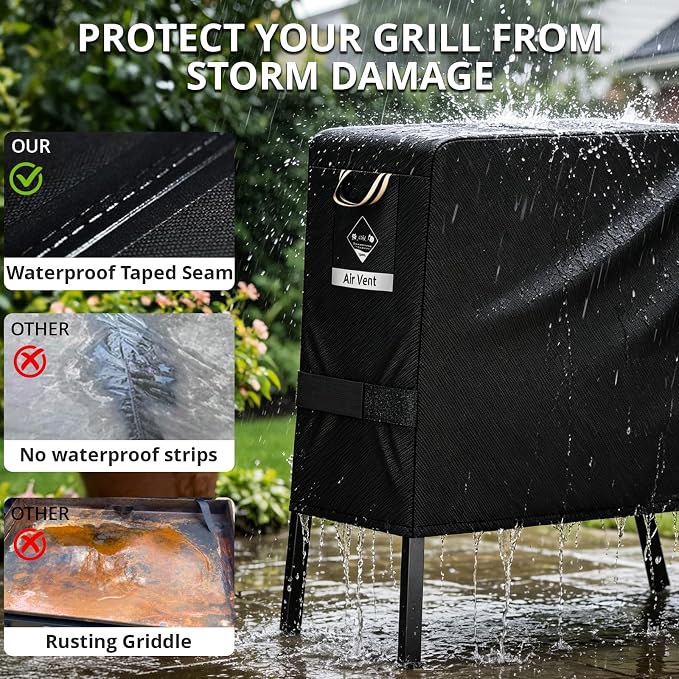 PasWith Griddle Cover for Blackstone 22 inch with Hood & Stand[Upgrade 1000D Heavy Duty Fabric]Waterproof UV & Fade Resistant Griddle Cover for Blackstone 17 and 22 inch Grill with Straps & Air Vents