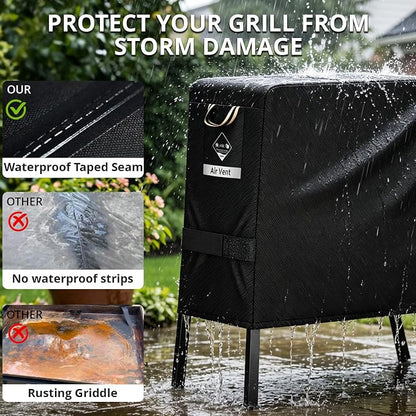 PasWith Griddle Cover for Blackstone 22 inch with Hood & Stand[Upgrade 1000D Heavy Duty Fabric]Waterproof UV & Fade Resistant Griddle Cover for Blackstone 17 and 22 inch Grill with Straps & Air Vents