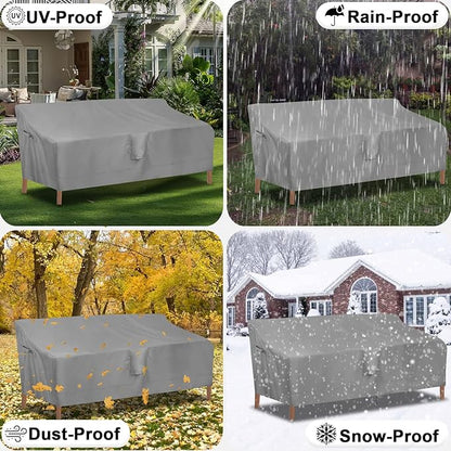 OutdoorLines Outdoor Waterproof Patio 4-Seater Couch Cover - UV Resistant Patio Sofa Furniture Covers Weatherproof Heavy Duty Glider Covers for Outdoor Furniture, 104Wx32.5Dx33H Inches, Gray