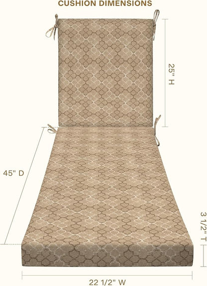 Honeycomb Outdoor Heritage Chaise, 22.5" W x 70" L, Courtyard Geo Chair Cushion for Patio Furniture