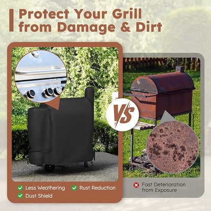MR. COVER Grill Cover for Traeger Pro 22 & 575 Series, Waterproof Wood Pellet Smoker Cover for Traeger 22 / Pro 575, Z Grills 550B, Heavy Duty Premium Pellet BBQ Cover for Outdoor with Straps, Black