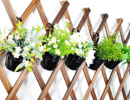 Pack of 10 Railing Planter, Hanging Planter Pot Metal 4 inch for Outdoor Indoor, Railing Fence Flower Pot with Detachable Hook for Small Plants Balcony Patio Garden, Black