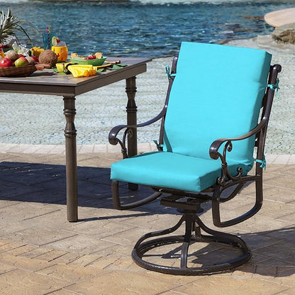 Arden Outdoor Patio Dining Chair Cushion, 20x44, Rain-Proof Seat Pad, Fade-Resistant Outdoor Cushion Pool Blue Leala
