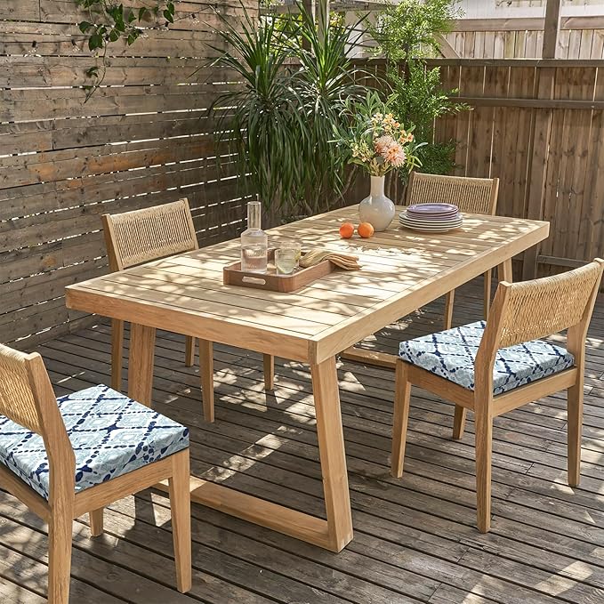 LVTXIII Outdoor Chair Cushions 18.5"x16"x2" Pack of 2, Water-Repellent Square Corner Memory Foam Seat Cushions with Ties for Garden Patio Furniture, Boho Geometry Blue