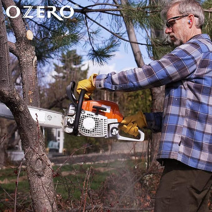 OZERO Leather Work Gloves for Men, Cowhide Gardening Gloves with Reinforced Palm, Flexible Keystone Thumb, Elastic Wrist