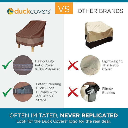 Duck Covers Ultimate Waterproof Patio Sofa Cover, Outdoor Couch Cover with All Weather Protection, Patio Furniture Covers with Attachment Strap, 77W x 35D x 35H inch, Outdoor Sofa Cover