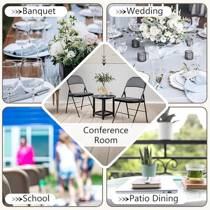 DUMOS 10 Pack Leather Padded Folding Chair, Indoor Outdoor Portable Stackable Commercial Seat with Steel Frame, Capacity for Home, Office, Party, Comfy, Black