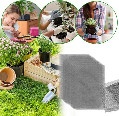 lasuroa 15pcs Flower Pot Hole Netting Mesh Pad, 30x20cm/11.8x7.8 Inch Bonsai Eye Mesh Drainage Screens Plant Pot Drainage Meshes Plant Accessories Kit Screen Meshes Preventing Substrate Leakage