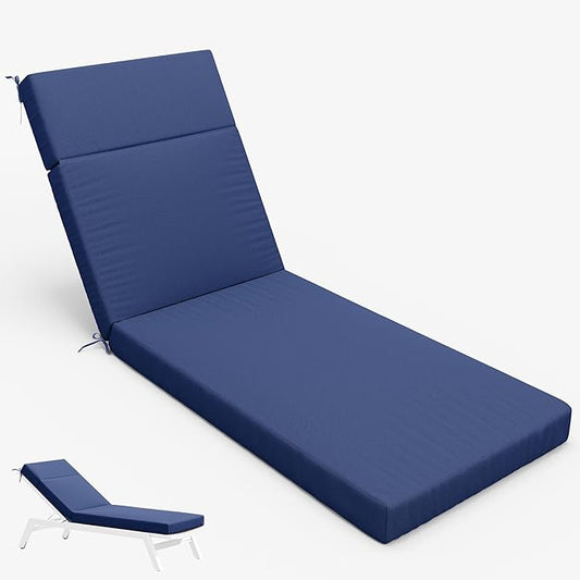 Chaise Lounge Cushion for Outdoor Furniture, Waterproof Fade and Tear Resistant Lounge Deck Chair Cushions for Patio Lawn Pool Resort Hotel