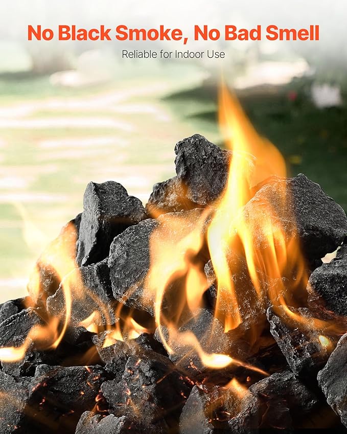 VEVOR Lava Rocks, 0.8-1.2 inch Fire Stones Lava Rocks for Fire Pit, Reusable Fire Pit Stones Indoor and Outdoor Use, Decorative Firepit Stone for Propane/Gas Fireplace,Stove,Courtyard,Camping