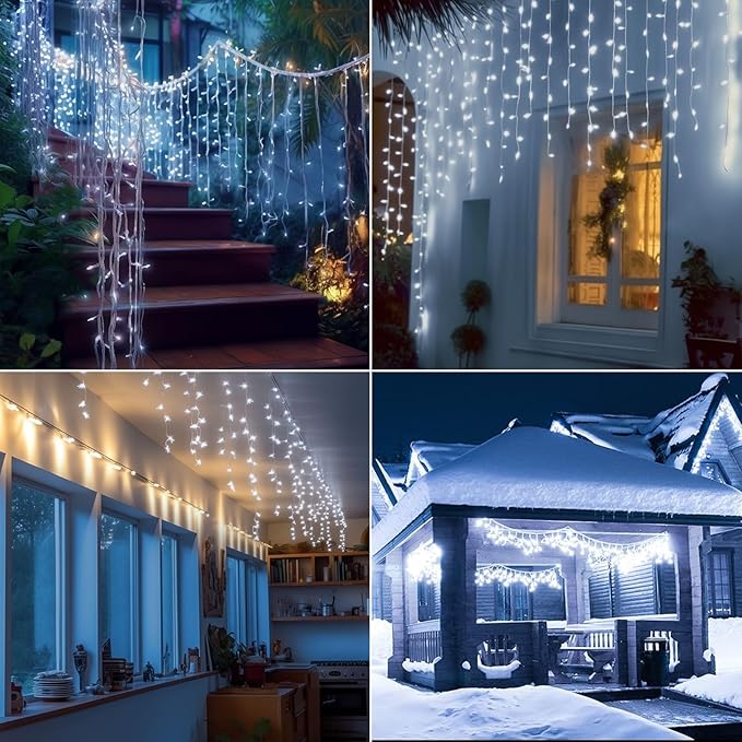 Icicle Christmas Lights for Outside - 65Ft 506 LED Plug-in Icicle String Lights Outdoor Decorations with Remote,Waterproof, Cool White Christmas Icicle Lights for House Bedroom Balcony Decor