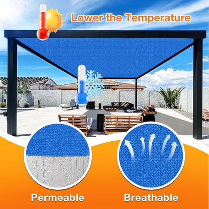 Artpuch Outdoor Pergola Shade Cover 7' X 20' Sun Shade Cloth with Grommets, 90% UV Protection Canopy Patio Privacy Screen (Customized Available) GN107, Blue