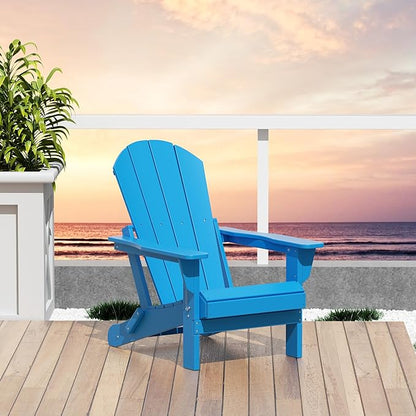 Westin Outdoors Laguna WO Home Outdoor Adirondack Folding Chair Lounger Seat Traditional Retro Home Furniture for Beach, Balcony, Backyard, Lawn, Patio, Pool, Deck, Garden (Pacific Blue)