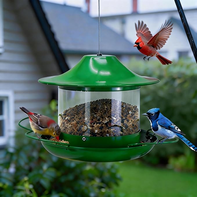 Metal Bird Feeders for Outdoors Hanging, 4.5lb Large Capacity Wild Birds Feeders for Outside, Heavy Duty Durable Wild Birdfeeder for Garden Yard Decor, Gift for Bird Lovers