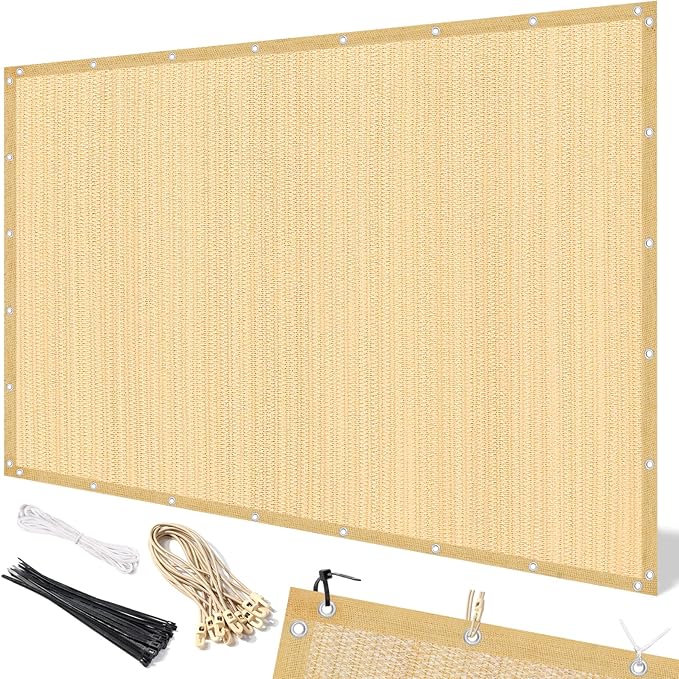 Artpuch 90% Sun Shade Cloth, 10 x 20 FT Pergola Shade Cover Canopy with Grommets, Sun Screen Fabric Tarp for Patio, Outdoor, Garden, Backyard, Wheat