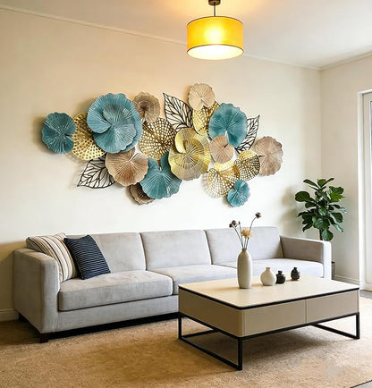 Roivikis Large Metal Wall Art Decor, Modern 3D Abstract Lotus Leaves Wall Decor, Decoration for Indoor Outdoor for Living Room, Bedroom, Entryway