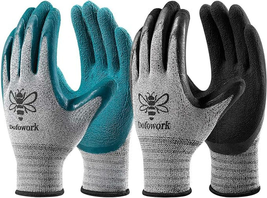 DOFOWORK Gardening Gloves - 6 Pair Gardening Gloves for Women/Men, Breathable Natural Latex Garden Gloves with Grip