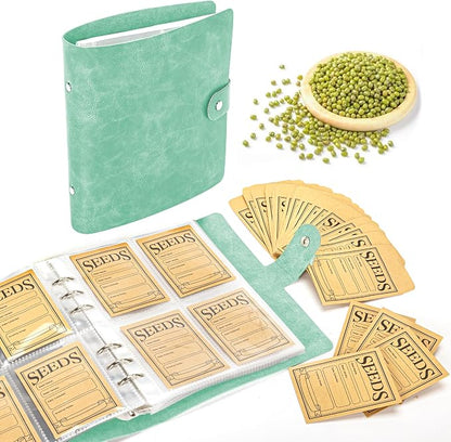 U0U Seed Storage Envelopes, Green Resealable Sealing Seed Envelopes Garden Seed Organizer Storage Box,Seed Packet Organizer Seed Collecting Template for Vegetable (Green)