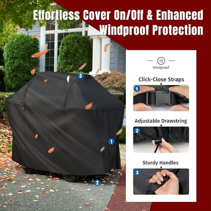 SHINESTAR 58 Inch Upgraded Grill Cover for Weber Genesis II 300 Series, Heavy Duty Oxford Fabric BBQ Cover Waterproof UV Protection, Windproof with Adjustable Magic Tape Straps