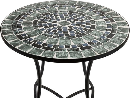 Alpine Corporation Indoor/Outdoor Marbled Glass Mosaic 3-Piece Bistro Set Folding Table and Chairs Patio Seating