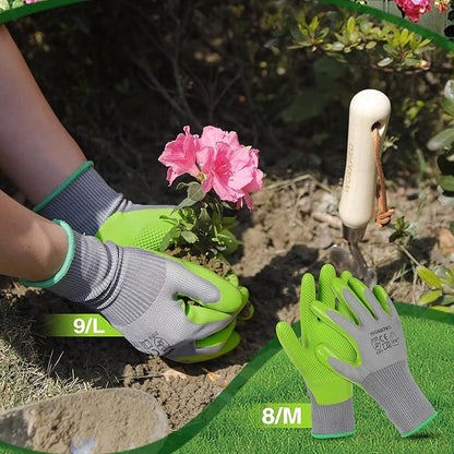 WORKPRO 6 Pairs Garden Gloves, Work Glove with Eco Latex Palm Coated, Gardening Glove, Working Gloves for Weeding, Digging, Raking, and Pruning (Large)