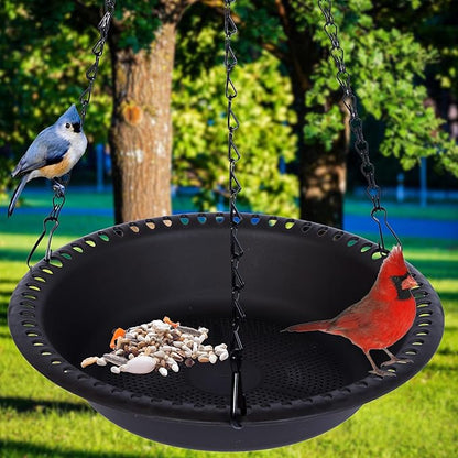 Hanging Bird Feeder Tray 10inch for Garden Yard Outside, Black