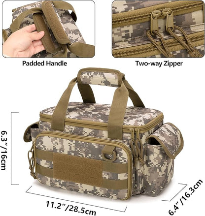 Rexmica Small Tool Bag with Anti-friction and Thick Padded Bottom, Tool Storage Organizer for Men, Tactical Range Bag, Multi-functional Work Bag for Repairman, Electrician, Carpenters (Camo)
