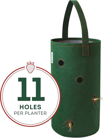 Pri Gardens Hanging Strawberry Planter for Strawberry Bare Root Plants (Roots not Included) Felt Material 4 Pack, The Original