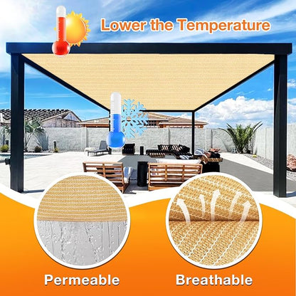 Artpuch Outdoor Pergola Shade Cover 14' X 24' Sun Shade Cloth with Grommets, 90% UV Protection Canopy Patio Privacy Screen (Customized Available) GN107, Wheat
