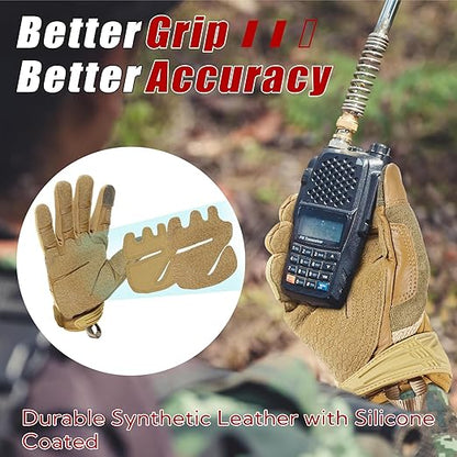 HANDLANDY Tactical Gloves for Airsoft Shooting, Flexible Grip Work Gloves for Men, Touchscreen Utility Mechanics Gloves (Medium, Brown)