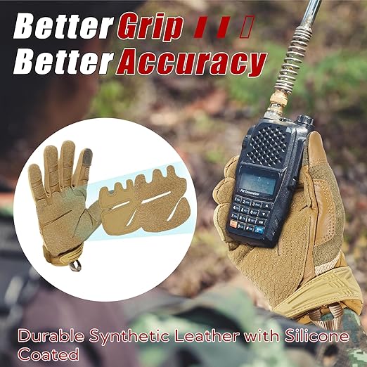 HANDLANDY Tactical Gloves for Airsoft Shooting, Flexible Grip Work Gloves for Men, Touchscreen Utility Mechanics Gloves (Medium, Brown)