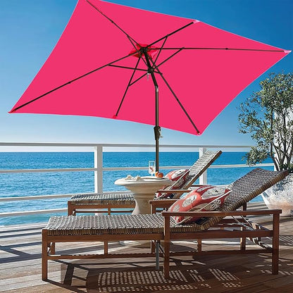 Ayge 6.5x10FT Rectangular Patio Umbrella Outdoor Table Umbrella w/Push Button Tilt & Crank Rectangle Market Umbrella UV Protection for Garden,Deck,Lawn,Yard & Pool,Rose Pink