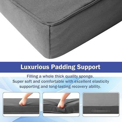 IASEAHK is Outdoor Cushions 4pcs Set, 19" x 19" x 3" Waterproof Outdoor Cushions for Patio Furniture, Outdoors Seat Cushions Set of 4 with Handle and Ties, Dark Grey