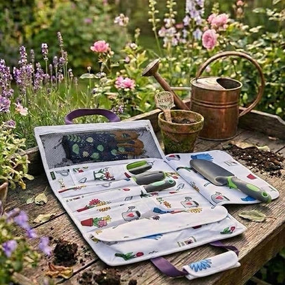 Garden Tool Bag, Roll-Up Garden Tool Holder with Deep Pockets | 900D Polyester Heavy Duty Gardening Tote | Compact Washable Organizer for Tools, Seeds, and Essentials (Tools Not Included)