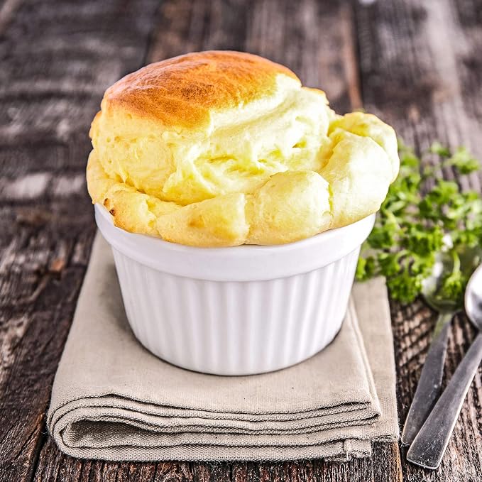 Ramekins 6 oz Set of 8, Creme Brulee Ramekins, Souffle Dishes, Oven Safe Porcelain Ramiken Bowls For Custard, Lava Cakes, Pudding, Flan, Mini Desserts, Dipping Sauce Cups