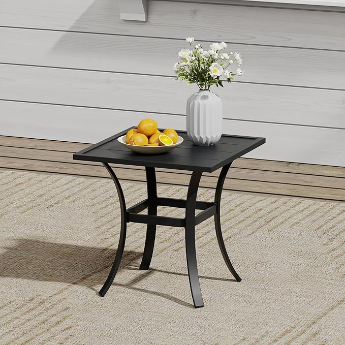 VICLLAX 3 Pieces Small Outdoor Furniture, 2 Patio Swivel Chairs and Small Square Outdoor Table for 2, Mixed Brown Chairs & Black