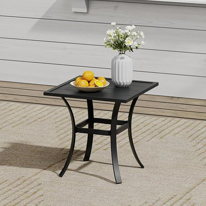 VICLLAX 3 Pieces Small Outdoor Furniture, 2 Patio Swivel Chairs and Small Square Outdoor Table for 2, Dark Charcoal Chairs & Black