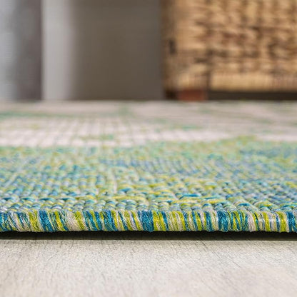 JONATHAN Y Floral Textured Weave Indoor Outdoor Round Area Rug 6 Ft Cream/Green, Zinnia Modern for Backyard, Patio, Porch, Easy-Cleaning, High Traffic, Pet-Friendly, Non-Shedding (SMB110D-6R)