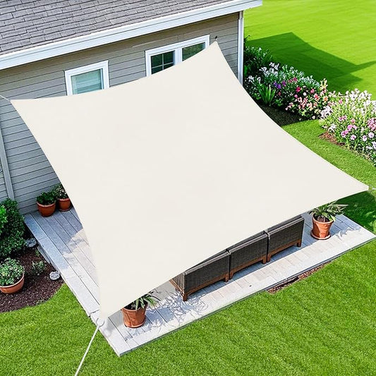 Amagenix Sun Shade Sail 10'X25' Curved Edge Outdoor Shade Canopy Cream Breathable 95% UV Block Shade Cloth for Patio Garden Backyard (We Make Custom Size)