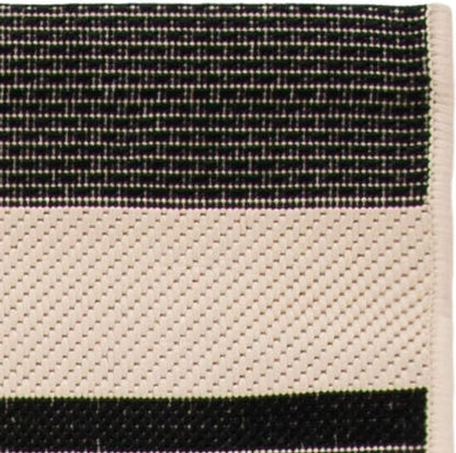 SAFAVIEH Courtyard Collection 2'3" x 22' Black/Bone CY6062 Stripe Indoor/ Outside Waterproof Easy cleansingPatio Backyard Mudroom Runner Mat