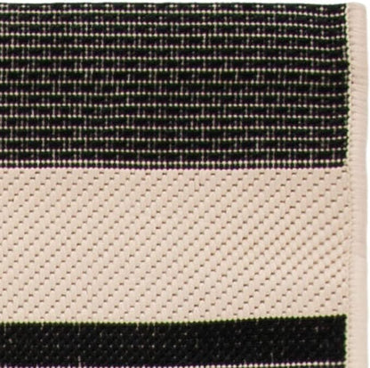SAFAVIEH Courtyard Collection Runner Rug - 2'3' x 6'7', Black & Bone, Stripe Design, Non-Shedding & Easy Care, Indoor/Outdoor & Washable-Ideal for Patio, Backyard, Mudroom (CY6062-216)