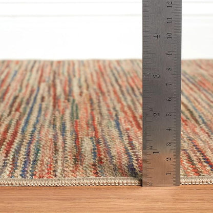 Dash & Albert Clay Multi Machine Washable Rug, 2 X 3 Feet, Multi Stripe Pattern