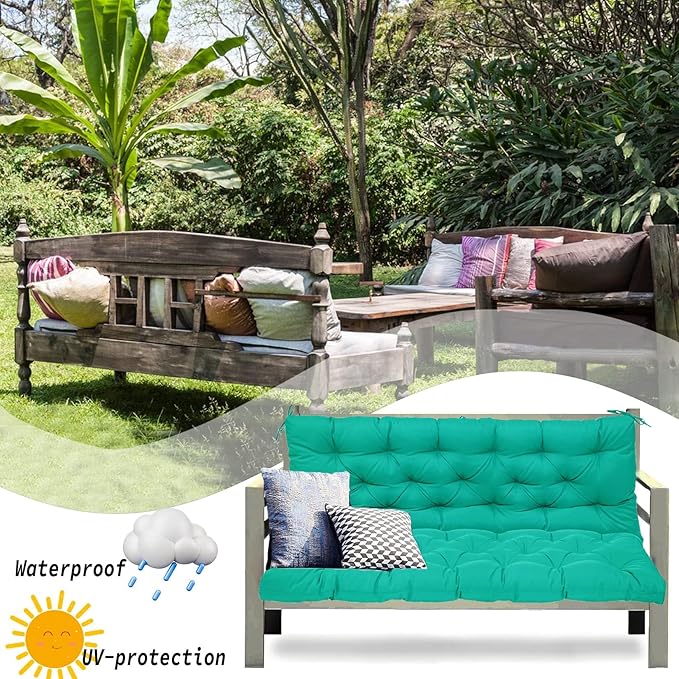 Replacement Cushions for Swing, Swing Cushions 3 Seater Replacement, Waterproof Thicken Washable Pad Cushion for Outdoor Indoor Furniture Swing Patio (Lake Blue, 40x60 inch)
