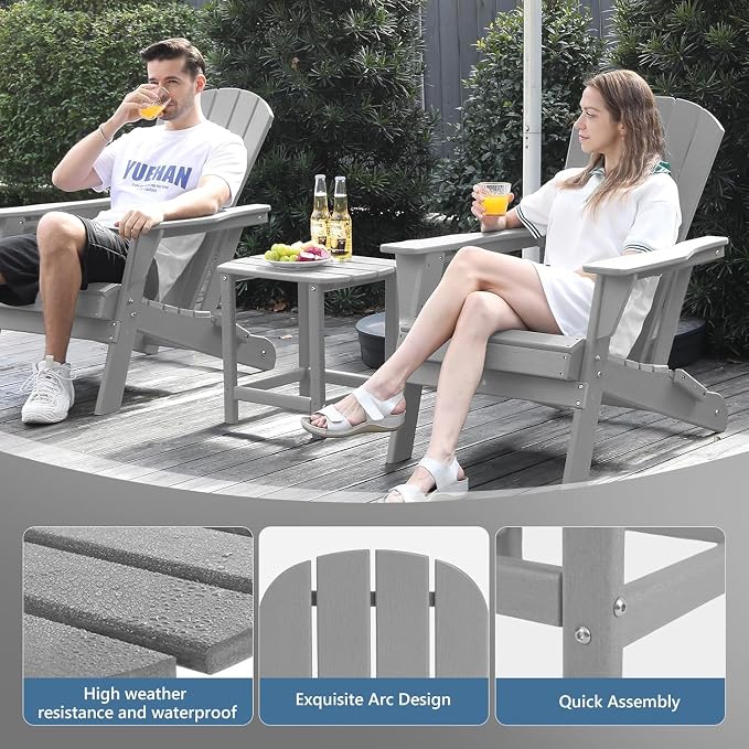 Adirondack Square Outdoor Side Table,2-Tier Storage Patio Side Table with Weatherproof HDPE Material Low