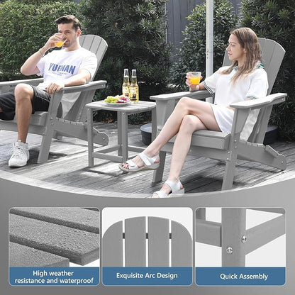 Adirondack Square Outdoor Side Table,2-Tier Storage Patio Side Table with Weatherproof HDPE Material Low