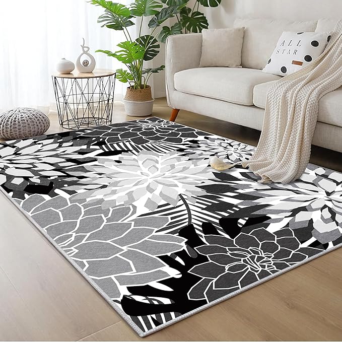 ZonLi Colorful Outdoor Rug 9x12Ft Waterproof Multicolored Indoor Area Rug Washable Outdoor Patio Rugs Tropical Floral Non Slip Outdoor Carpet for Living Room, Pool,Backyard,Deck,Camping