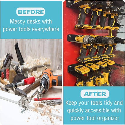 ULIBERMAGNET Magnetic Power Tool Organizer, Utility Storage Rack Shelf with Screwdriver Holder,Heavy Duty Cordless Drill Holder,Removable Tool Rack Suitable for Garage, Workshop and Warehouse