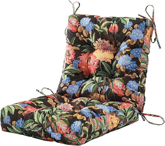 ARTPLAN Seat/Back Outdoor Chair Cushion,Set of 4 Patio Chair Cushion with Tie,Tufted Replacement for Patio Furniture,40x20x4 Inches,4 Count,Floral